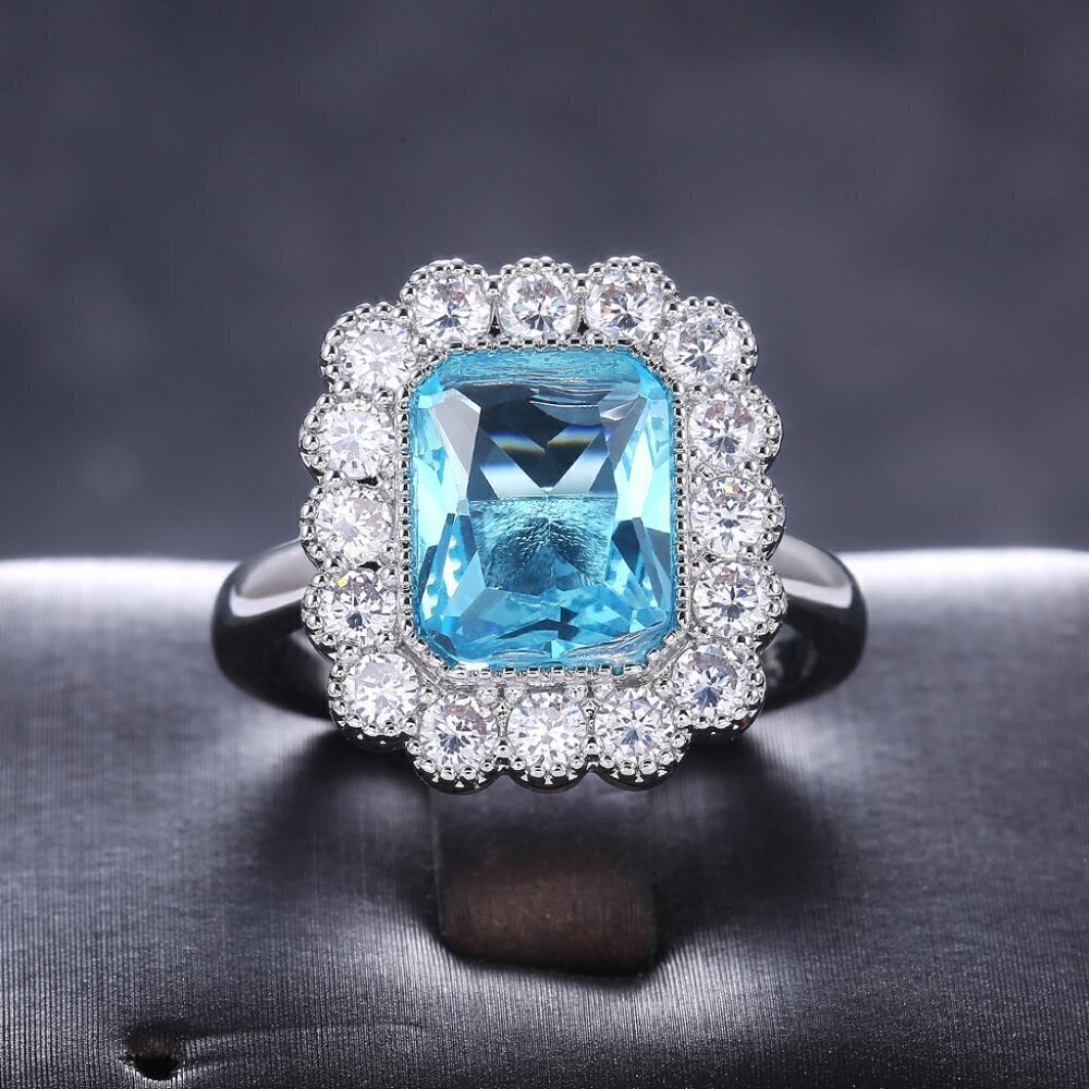 💎 Crystal Clear Gemstones Zircon Flower Luxury Rings for Women, INDN8386 - Picture 3 of 11